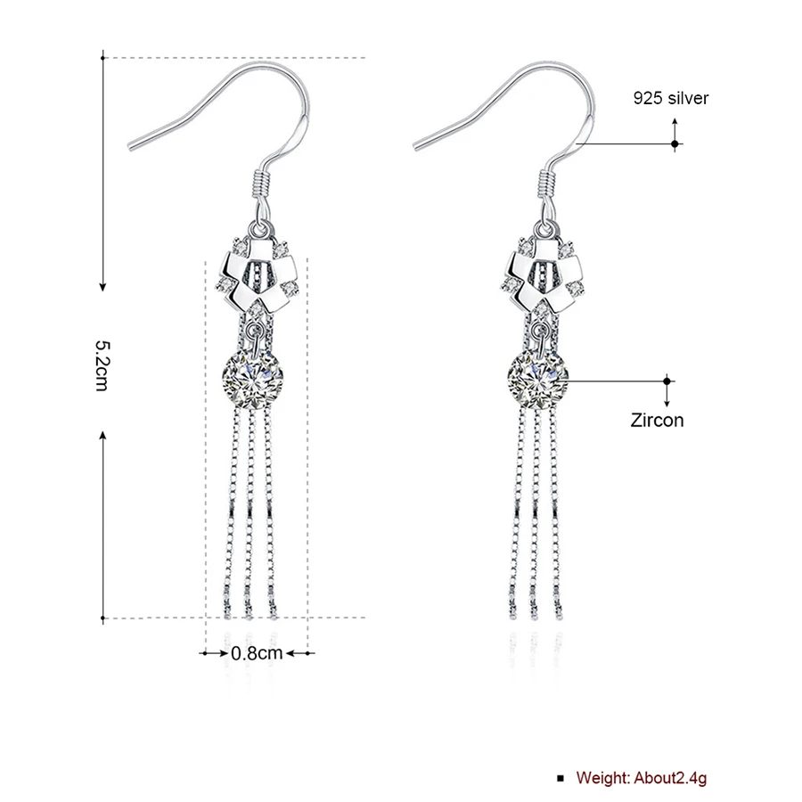 wbmpda 925 Sterling Silver Flower-shaped Zircon Earrings Popular Fashion Elegant Wedding Girlfriend Gift | Украшения и аксессуары