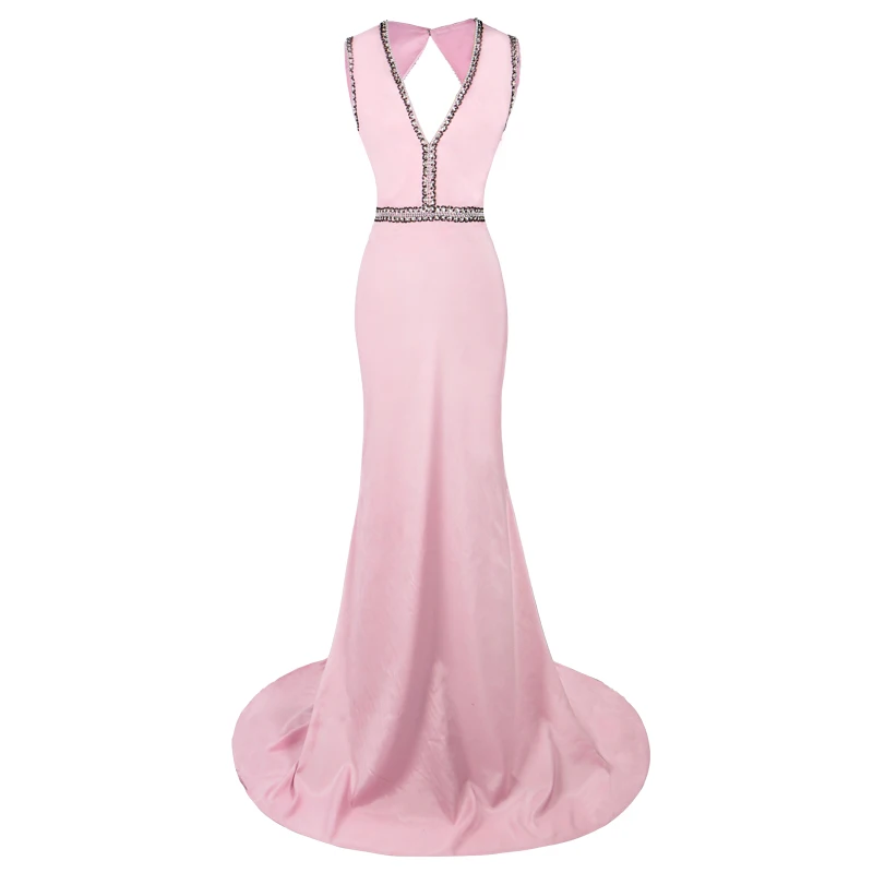 Robe de Soiree настоящая фотография Розовый Русалка без рукавов вечерние платья