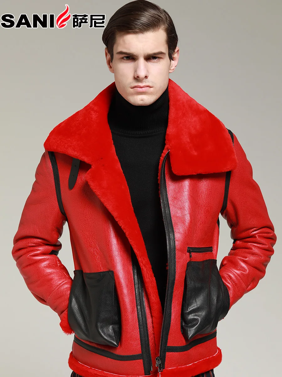 Пальто с мехом Для Мужчин's Shearling куртка B3 летная куртка короткой меховой кожаный жакет импортируется из шерсти из Австралии Для мужчин из овчей солнцезащитные очки-авиаторы
