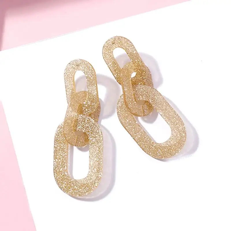 Массивные серьги с толстой цепочкой для женщин, акриловые серьги-капельки, большие модные ювелирные изделия, вечерние серьги в Корейском стиле, аксессуары - Окраска металла: gold color