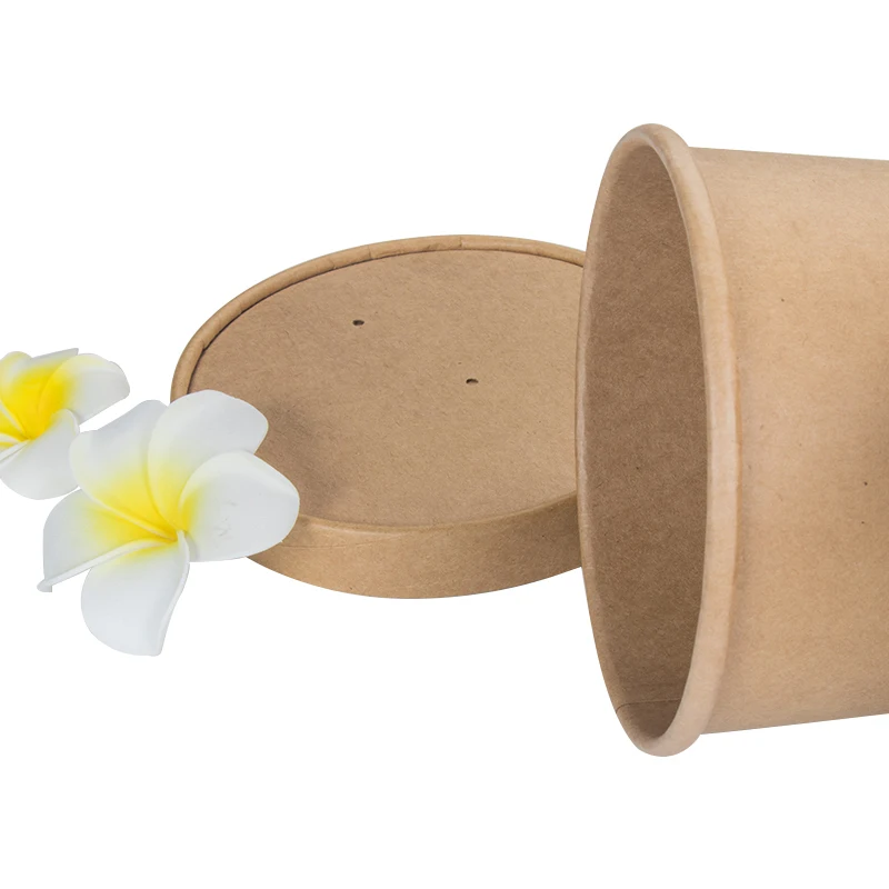 Круглый крафт суп поле Коробки для обедов одноразовой упаковке коробка миска