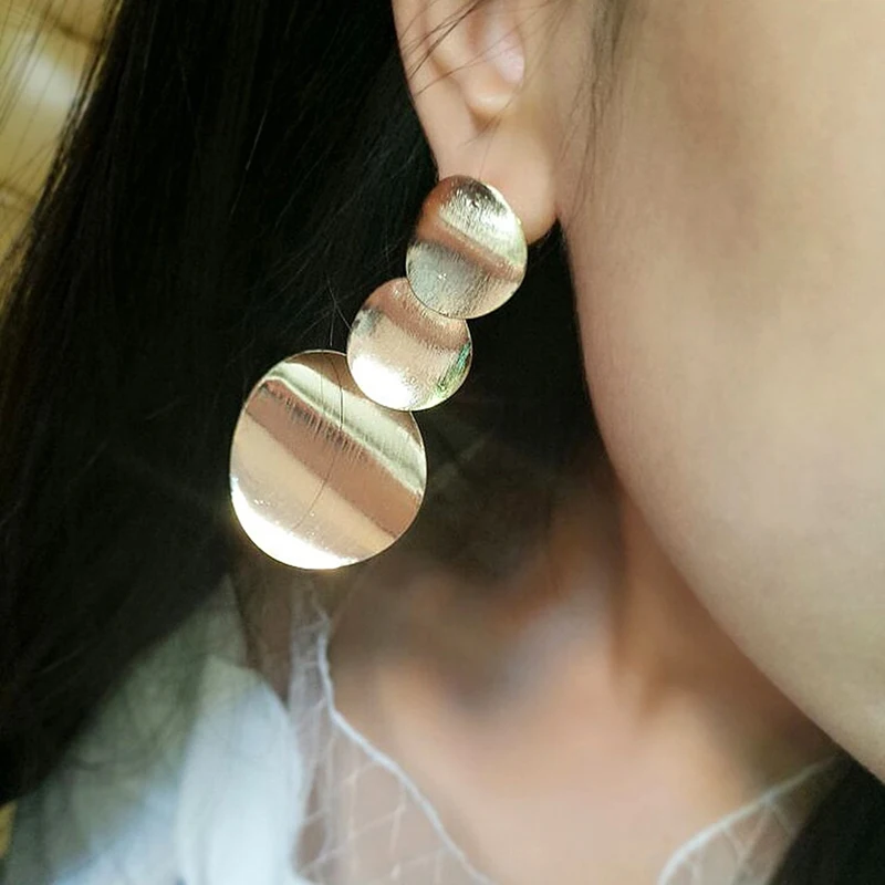 1 Pair Geometric Circular Exaggerated Earrings Long Drop For Women Engagement Party Jewelry Gift Clothing Accessories | Украшения и