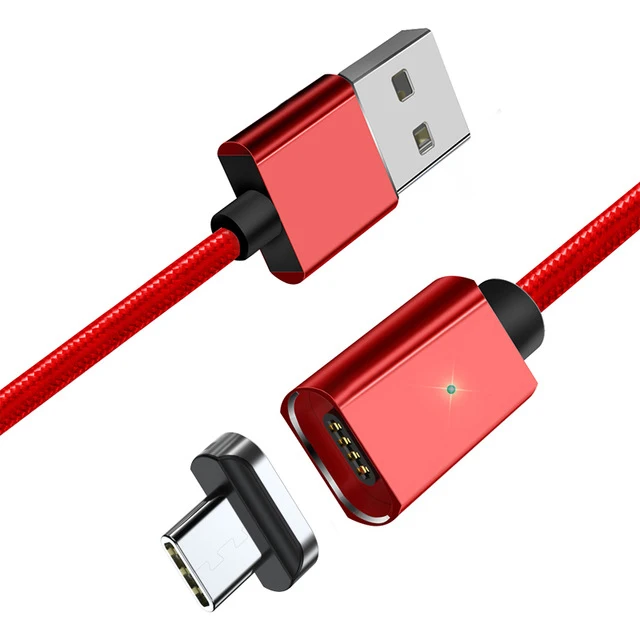 Red Sarika S02 1 м 2 м магнитное зарядное устройство usb type-C кабель для samsung Galaxy S9 S8 Plus Redmi Note 7 Быстрая зарядка Магнитный usb type-C - Цвет: Red