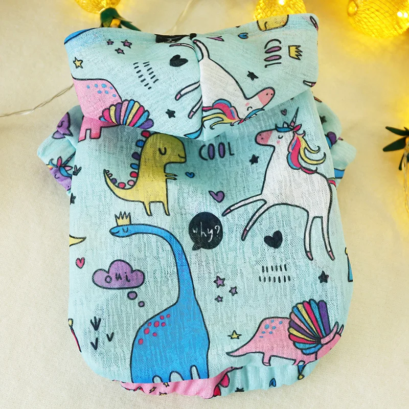 

2019 Pet Dog Clothes Summer Sun Protection Animal Print Dog Hooded Clothing Sunscreen Breath Thin Soft For Small Dogs Apparel