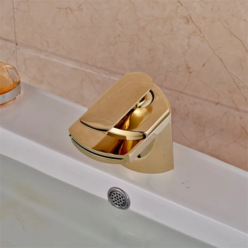 Bathroom Basin Faucet Total Brass Golden Sink Mixer Tap Hot &amp Cold Single Handle Waterfall Lavatory Crane | Обустройство дома