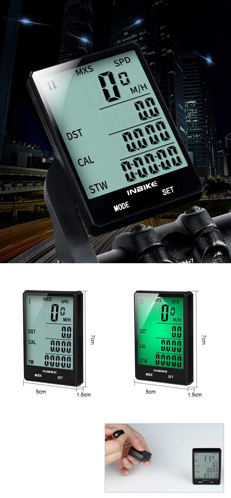 INBIKE 2.8 ''большой Экран велосипедов компьютер Беспроводной велокомпьютер непромокаемые Спидометр пробега Велоспорт измеримым секундомер