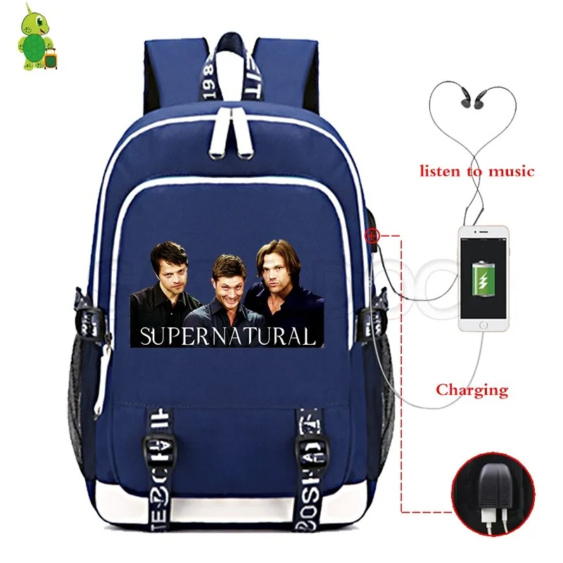 7 Mochila рюкзак Supernatural для женщин и мужчин рюкзак USB зарядка Рюкзак многофункциональные школьные сумки для подростков дорожная сумка - Цвет: 7