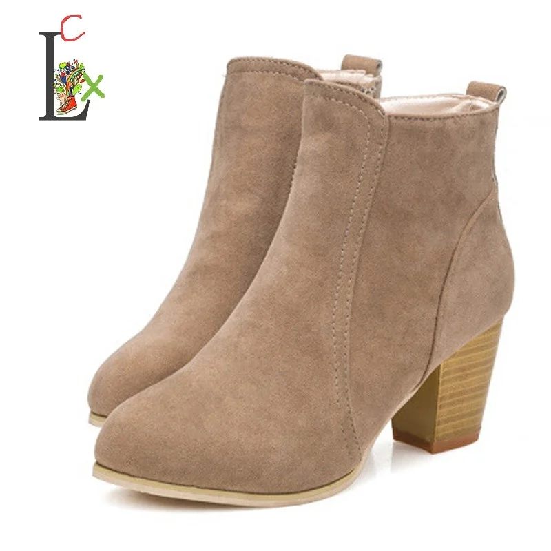 LCX Осень и зима короткий цилиндр сапоги на высоких каблуках обувь Мартин женщины