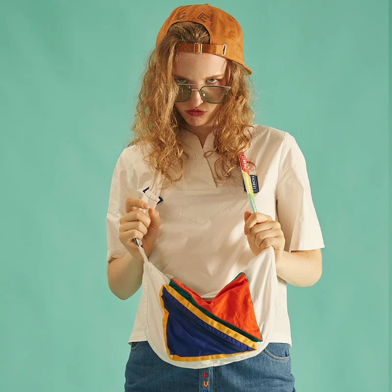 Новинка 2017 года холст Сумки лоскутное в радужную полоску Цвет блок Для женщин