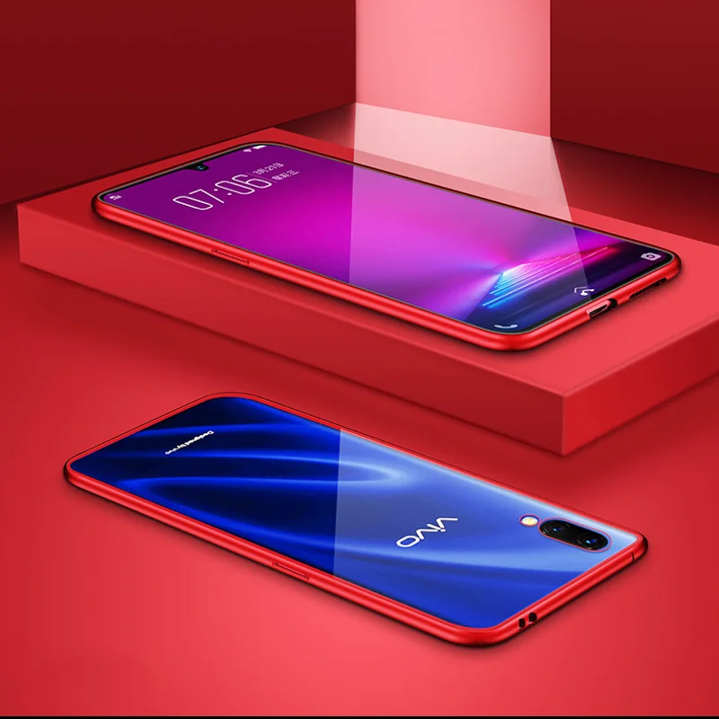 Red Магнитный флип-чехол для Vivo V15 Pro Чехол Жесткий Стекло крышка IQOO Neo S1 V17 V9 Y85 U3x U10 Y17 Y12 Y15 Y3 Z5X Z1 Y11 чехол s - Цвет: Red