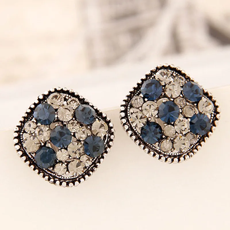 Модные корейские Винтажные серьги-гвоздики с кристаллами модные ювелирные