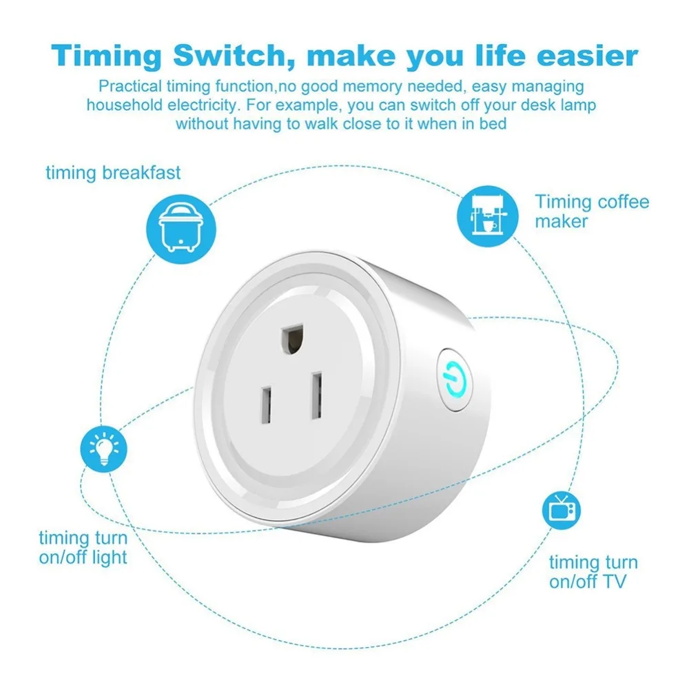 Mini WiFi Smart Remote Control Switch Power Socket Timing Outlet Home Voice Compatible US Plug hot | Электроника