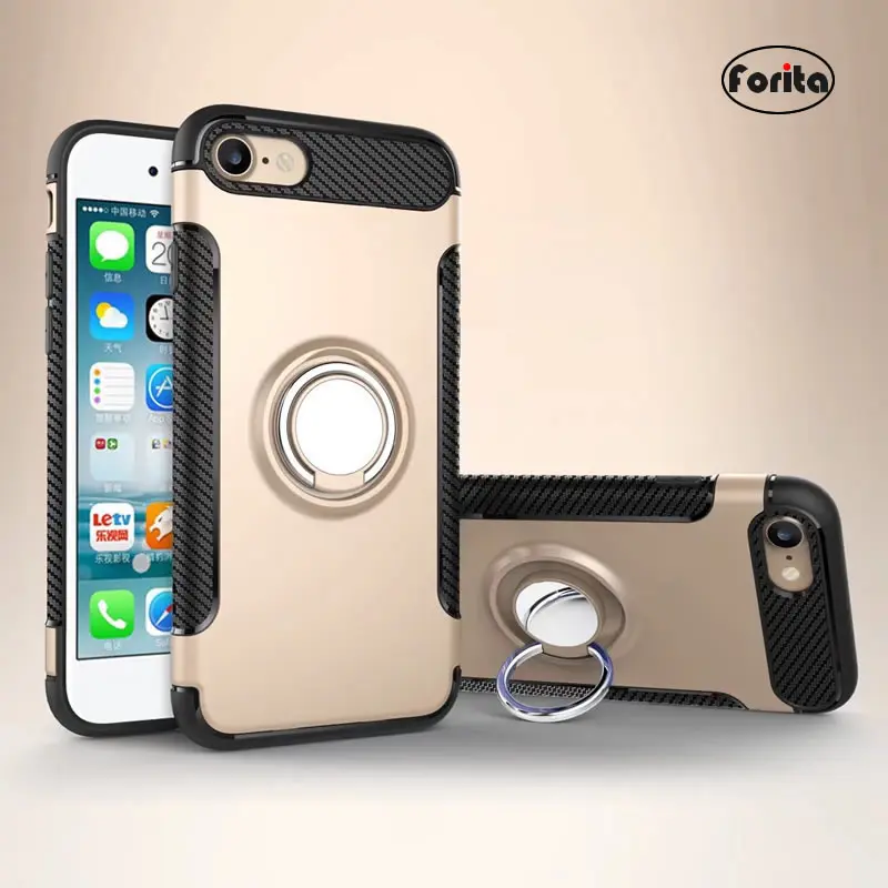 Forita HBR Magnetic Ring Car Holder Case For iPhone 7 7P Plus PC TPU Kickstand Back Cover Finger Stand iPhone7 i7 |