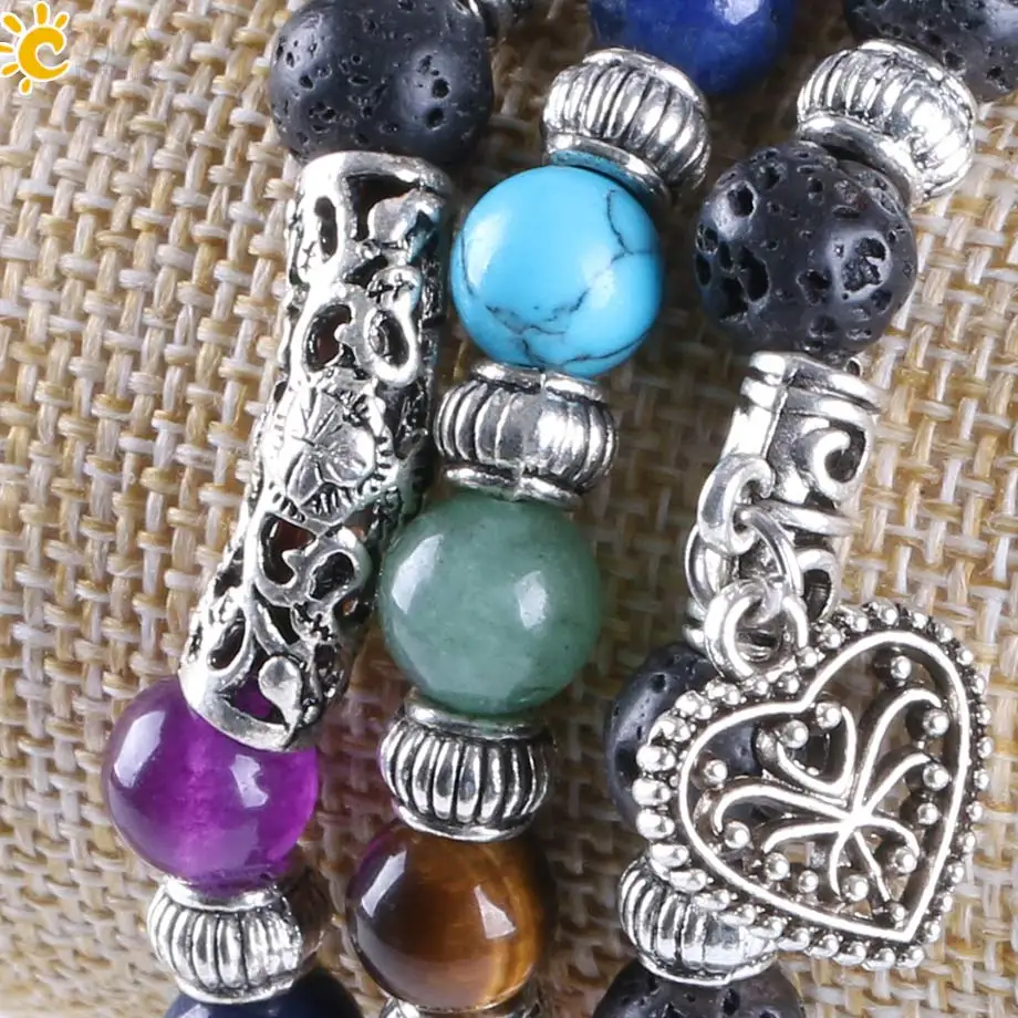 Женский браслет радужной чакры CSJA винтажное ювелирное изделие в стиле бохо с