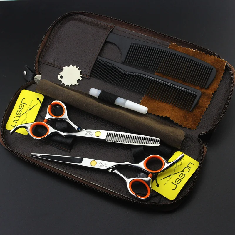 Juego de tijeras profesionales de peluquería, Set de tijeras de corte de pelo de alta calidad, Jason de Japón, 5,5/6,0 pulgadas, bolsa y peine, 2 unidades