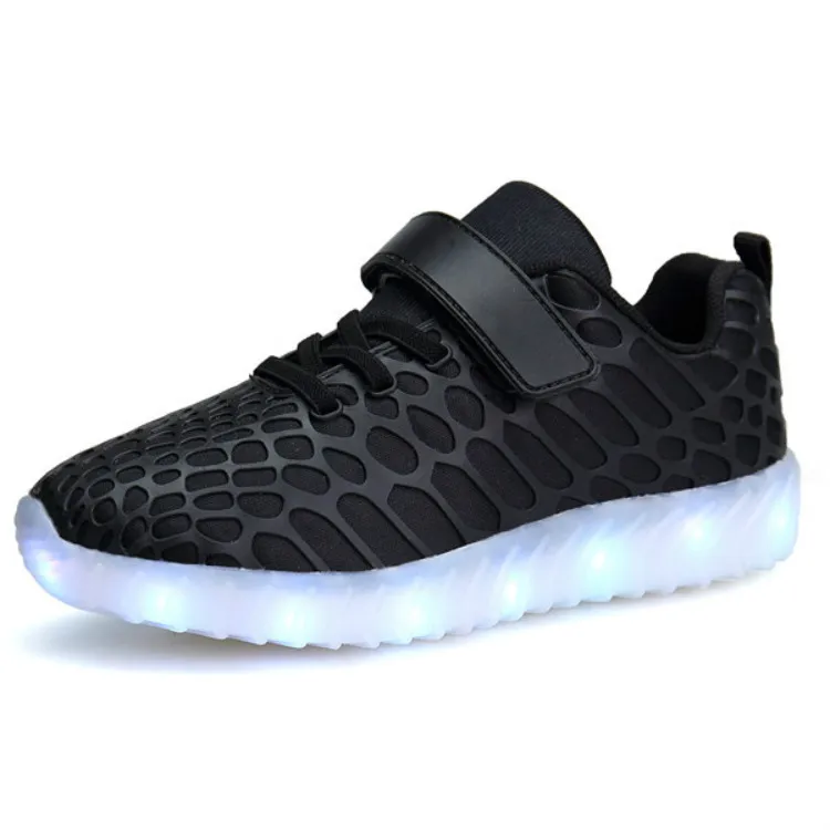 YPYUNA 28-37 USB Charger Glowing Shoes Led Children Lighting Sneaker Boys Girls illuminated Luminous white pink black | Детская одежда