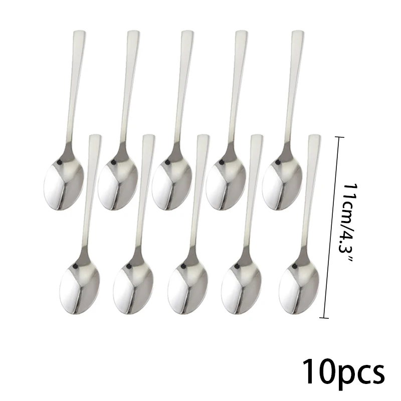 10pcs 11cm 4.3in 6 шт. ложки для сахара из нержавеющей стали, мини ложка для кофе и чая, маленький медовый десерт, набор чайных ложек, Принадлежности для бара и ресторана - Цвет: 10pcs 11cm 4.3in