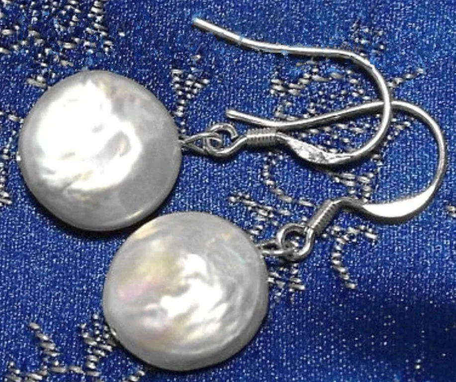 Серьги-подвески из серебра 11-12 мм с натуральным пресноводным жемчугом | Украшения