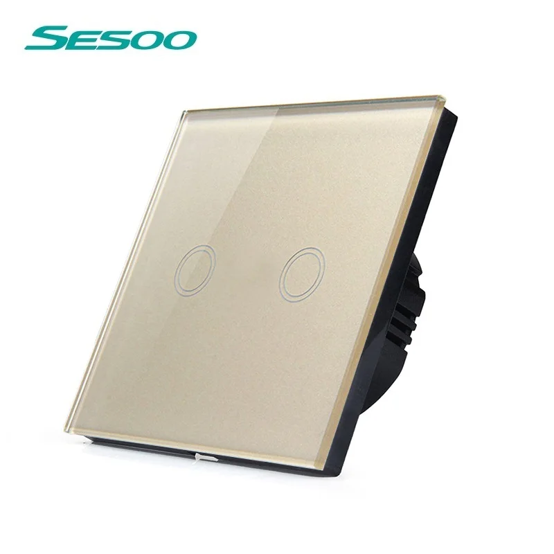 Сенсорный выключатель SESOO Европейского/британского стандарта 2 клавиши 1 канал