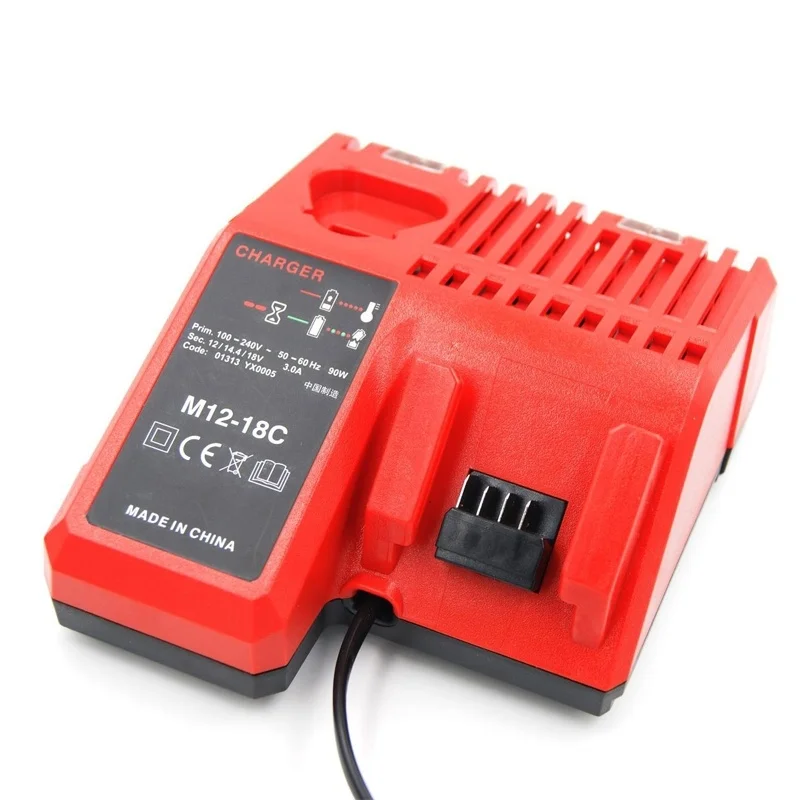 DVISI M12-18C Li-ion Battery Charger For Milwaukee 10.8V 12V 14.4V 18V C1418C 48-11-1815/1828/1840 M18 M14 M12 Lithium-ion Batt |