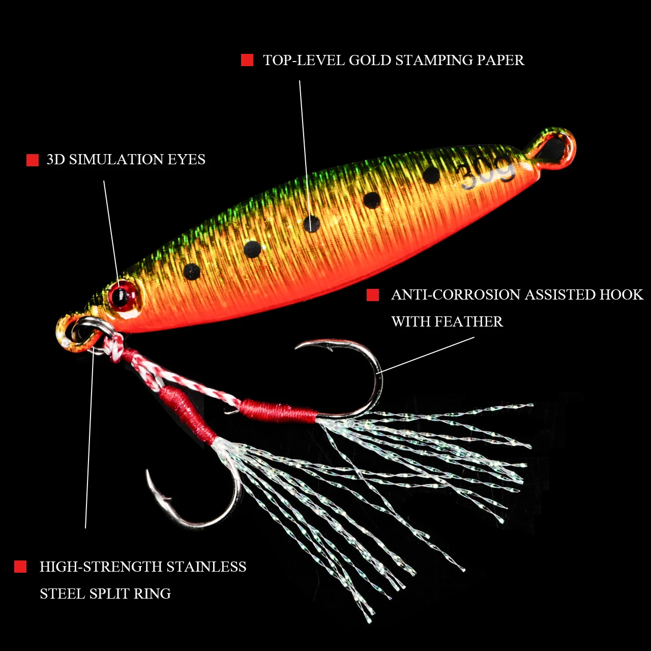 LUSHAZER Metal Spinner Jig Hard Bait 30g 40gSaltwater Jigging lead Fishing Lure Laser Body Sinking Crap Tackle fish | Спорт и