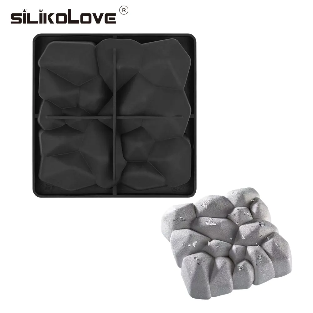 Силиконовая форма SILIKOLOVE для украшения торта в виде квадратных камней 3d Муса