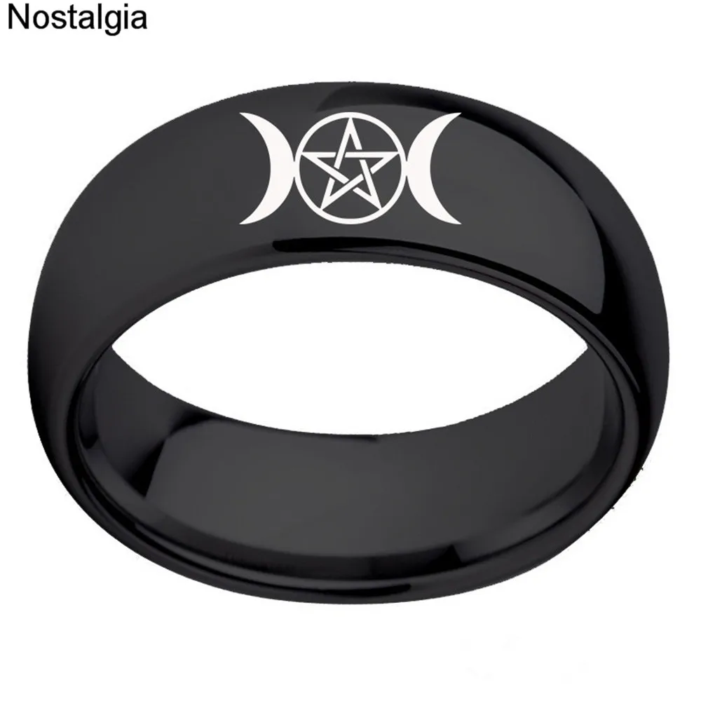 WICCA кольцо с тройной луной богиня панк языческая пентаграмма луна для мужчин и
