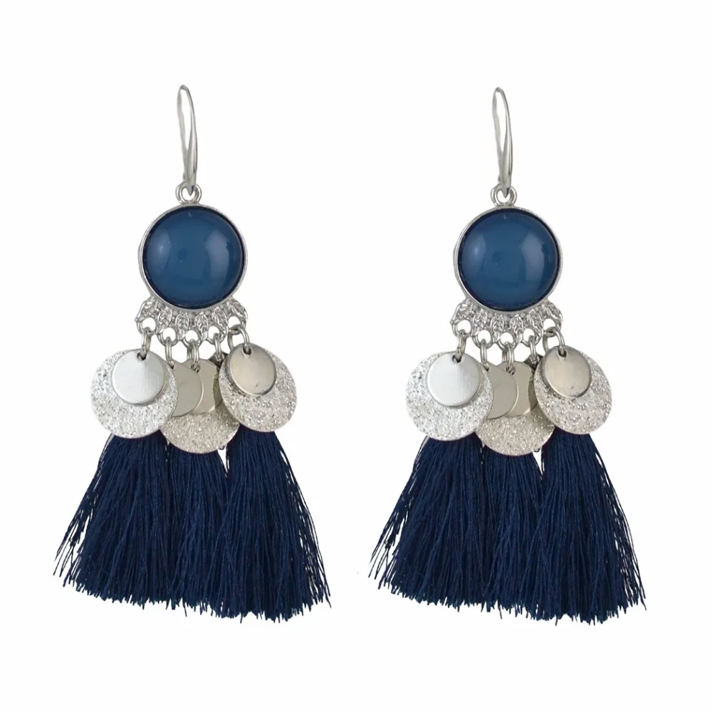 African Woman Tassel Dangle Fringe Earrings Long Ethnic Boho Brincos Party Sequins Earring Cotton Thread boucle d'oreille | Украшения и