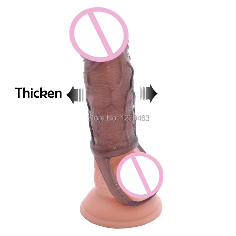 Silicone Penis Sleeve Enlargement Condoms for Men Extension Sleeves Adults Intimate Goods Reusable Cock Ring Sex Products | Красота и