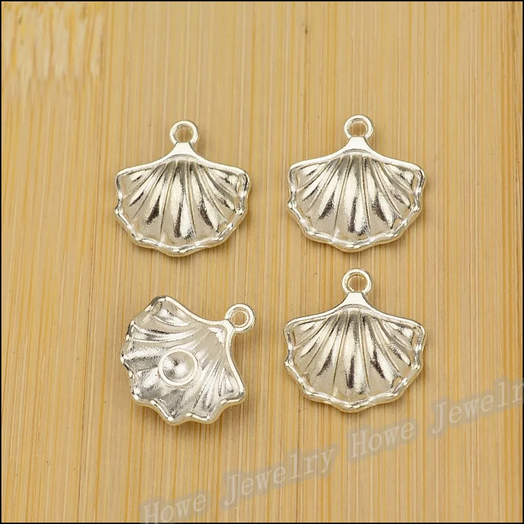 Бесплатная доставка 130 шт. подвеска в виде ракушки яркий серебряный сплав цинка
