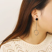 fashion black round stud earrings for women trendy circle drop long earing jewelry for girls