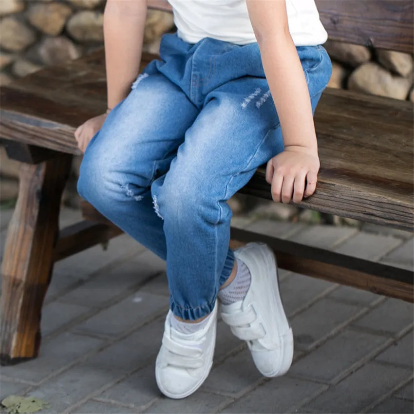 Модные джинсы для мальчиков 3 12 лет рваные детские брюки подростков одежда детей 8