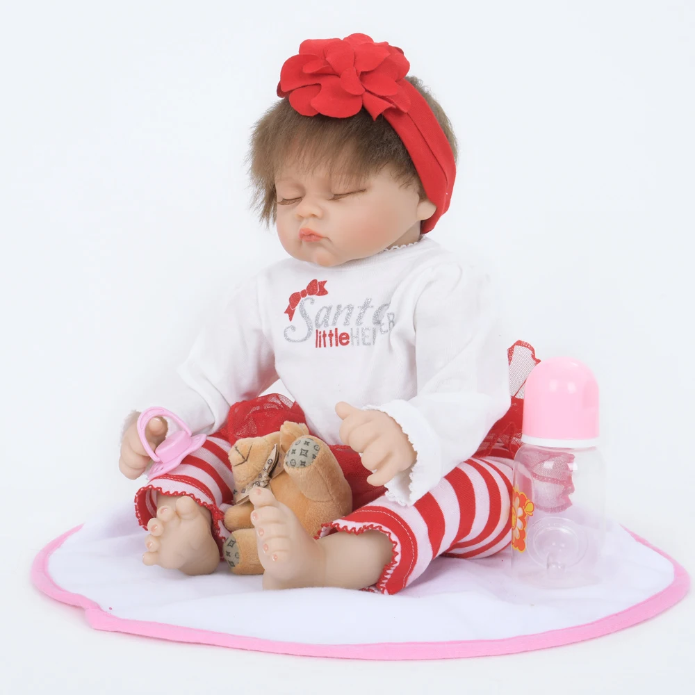 55 см Экологически чистая ткань тела силикона Reborn Baby Doll реалистичный