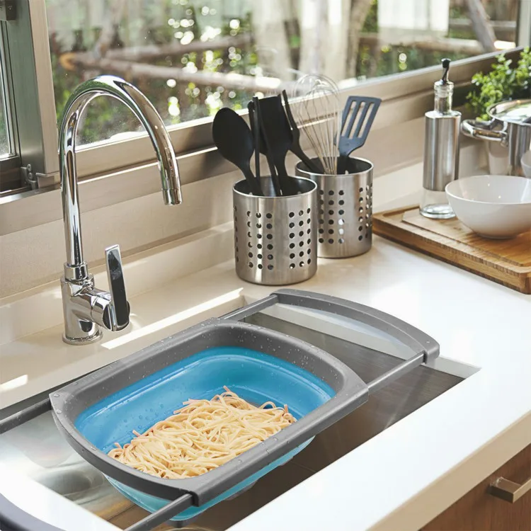 

Colander collapsible, Colander Strainer Over The Sink Vegetable/Fruit Colanders Strainers With Extendable Handles, Folding Strai