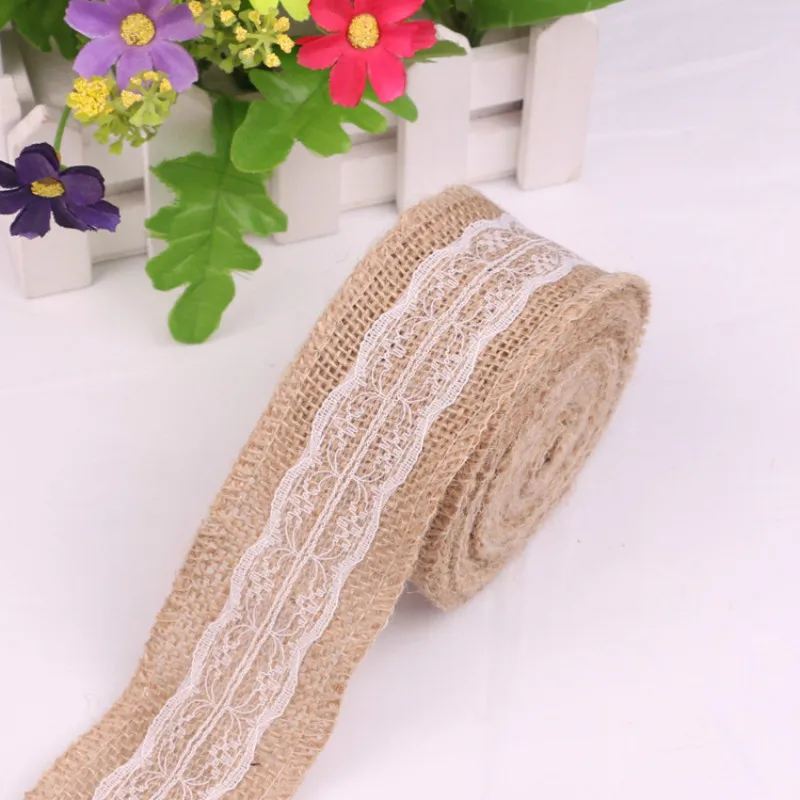 1pc Rustic Wedding Decoration Natural Jute Burlap Ribbon Vintage Bride To Be Baby Souvenirs Party DIY Supplies | Дом и сад