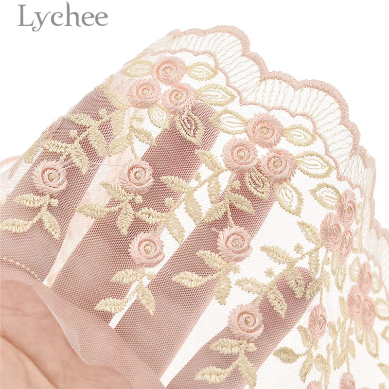Lychee Life 1 ярд вышивка Цветочная кружевная отделка прозрачная лента DIY Швейные