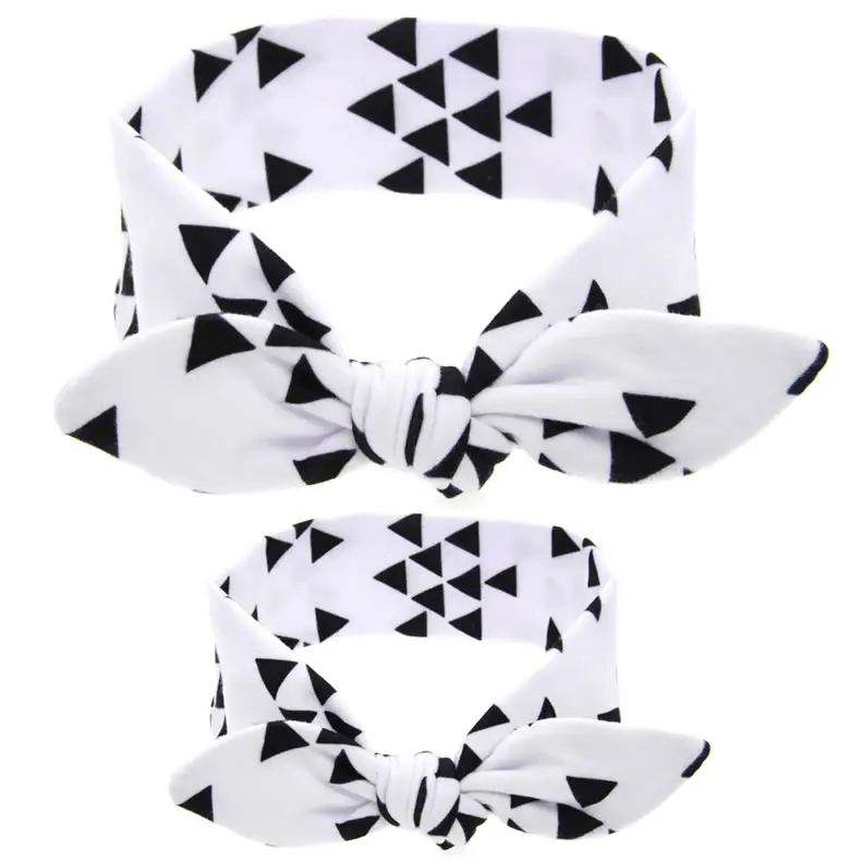 Mother Baby Turban headband 2pcs/set Mom Daughter Rabbit Ears Floral Print Plaid Bow Knot hair accessories | Детская одежда и