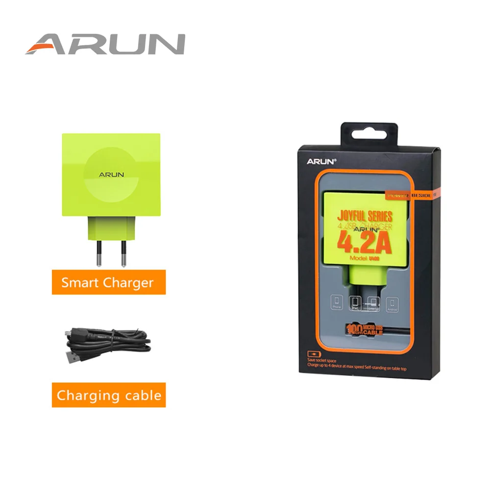Арун Quick Charge зарядное устройство несколько красочных 4 Порты USB Зарядное адаптер