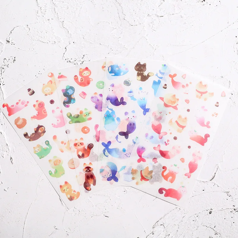 

(4 Sheets/lot) Original Cartoon Paper Stickers Diary Pocket Decoration Material Life Stickers