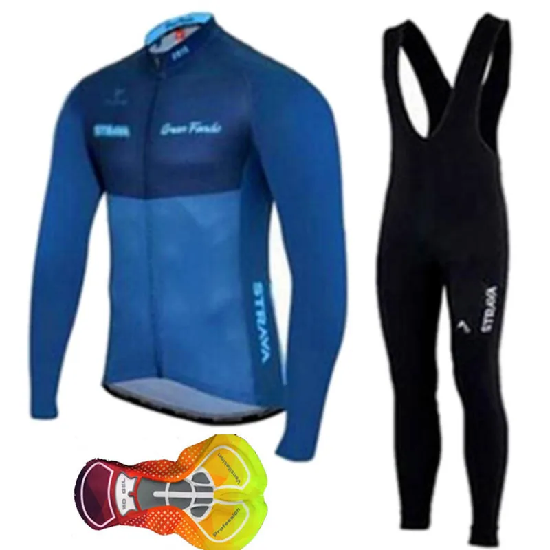 2019 Strava Men's Cycling Jersey Long sleeve set MTB Bike Clothing Maillot Ropa Ciclismo Hombre Bicycle Wear 16D GEL bib pants | Спорт и