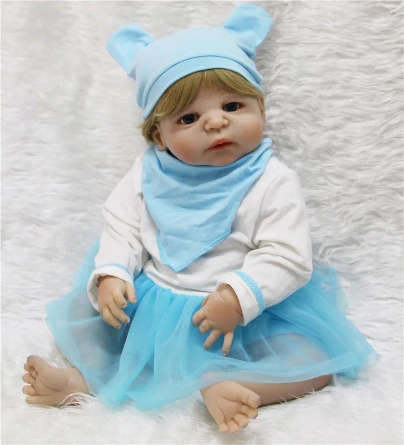 

New 22" 55cm full Silicone Reborn Super Baby Lifelike Toddler Baby Bonecas Kid Doll Bebe Reborn Brinquedos Reborn Toys For Kids