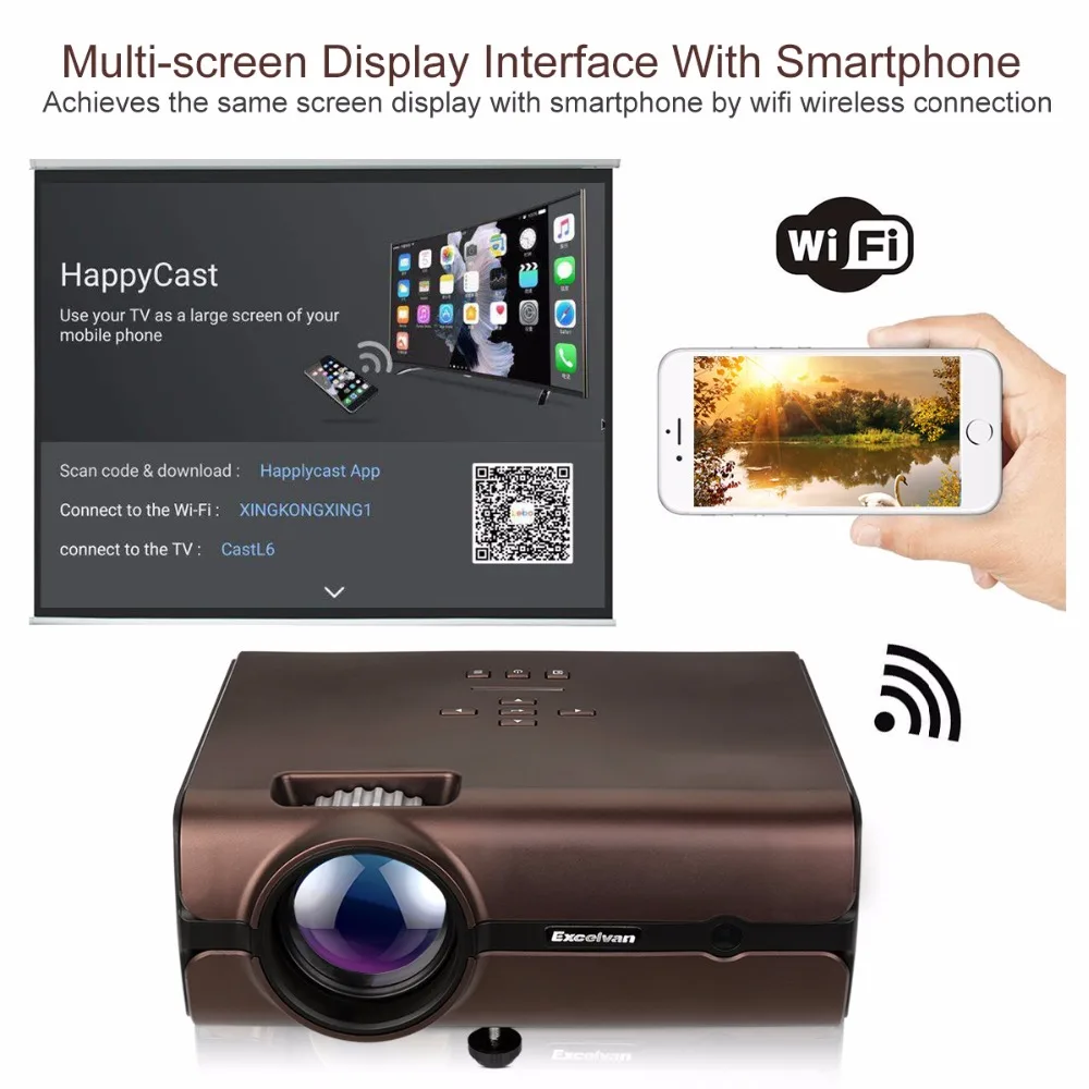 Excelvan BL46 Android 6 0 Bluetooth WIFI 2000 люмен ЖК проектор домашний кинотеатр 1080P светодиодный
