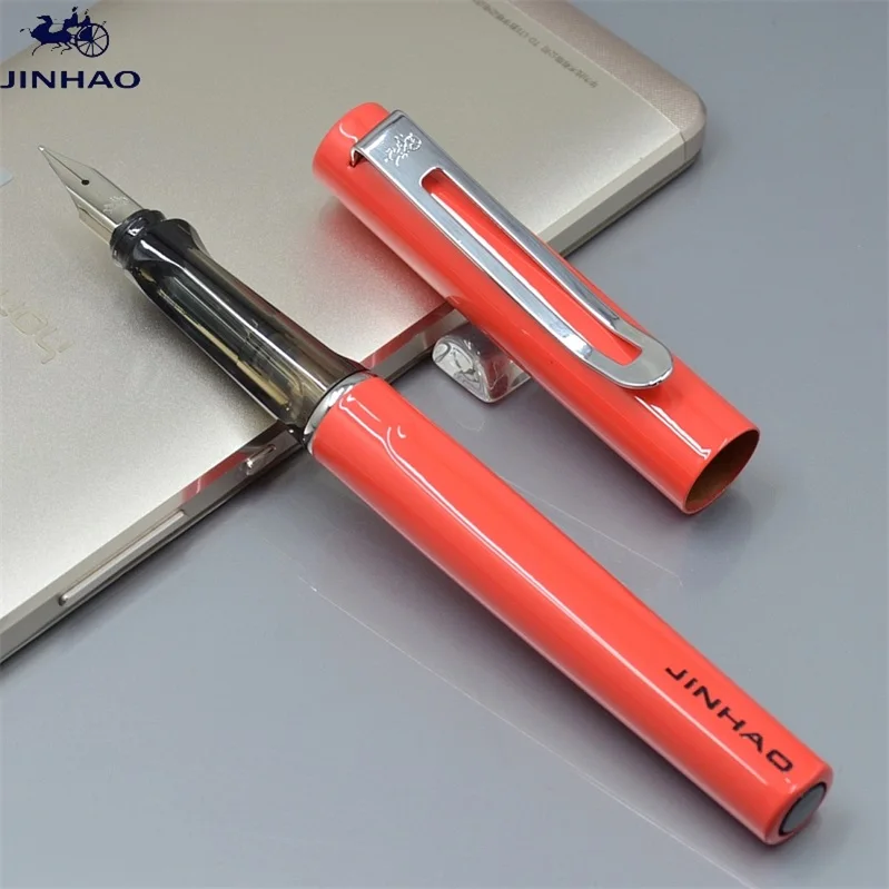 pink JINHAO 599 бренд 11 цветов металлическая авторучка Lam стиль офисные канцелярские принадлежности Роскошный F наконечник для письма чернильные ручки для Рождественский подарок - Цвет: pink