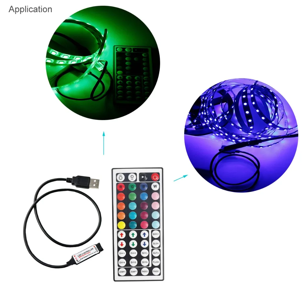 

5V USB RGB Controller 44 Keys RF ireless Mini Remote Control For 5050 3528 SMD RGB LED Strip Light Dimmer JQ