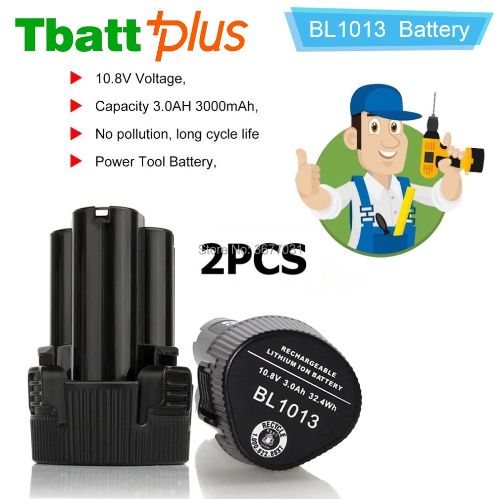 TBATTPLUS 10 8 В BL1013 3.0Ah для Makita BL1014 DF330D 194550-6 194551-4 195332-9 литий-ионный батарея | Электроника