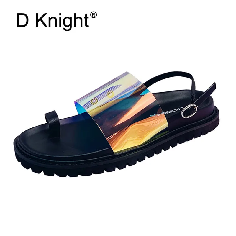 Punk Style Women's Summer Flat Gladiator Platform Buckle Sandals 2019 Fashion Casual Transparent Sandalias Shoes Women Flip Flop | Обувь