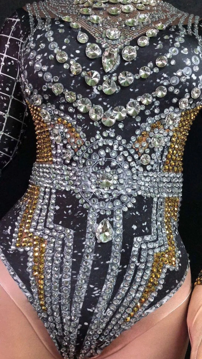 Colorful Full Rhinestones Elastic Leotard Bodysuit Female Jazz Dance Teams Costume Nightclub Bar DJ Singer Concert Stage Outfits