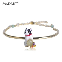 madrry dog shape bangle adjustable opal enamel bangles jewelry for women girl child holiday party hand decoration birthday gifts