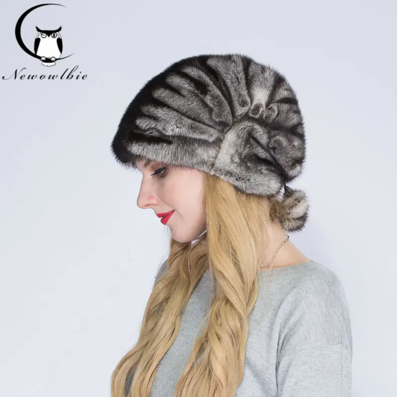 WNAORBN Natural Mink Fur Christmas hat For Women Fashion Size Can Adjust  Keep Warm Lady Real Fur Winter Hats