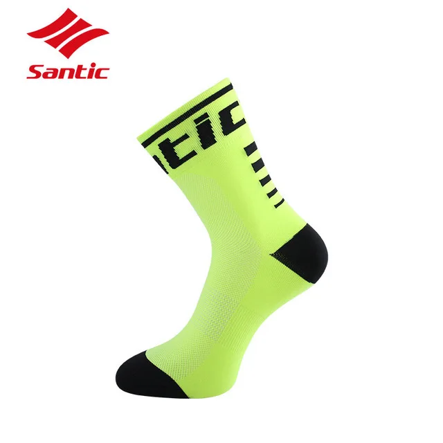 Fluorescence Black Santic носки для велоспорта для мужчин и женщин анти-пот Спорт на открытом воздухе бег дышащий Спорт Calcetines велосипед Meias Дышащие носки - Цвет: Fluorescence Black